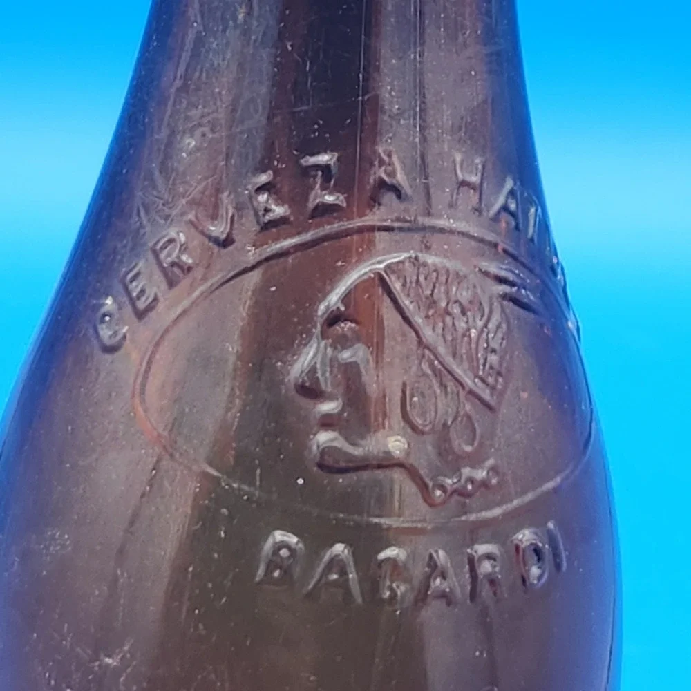 Rare 1920's Cerveza Hatuey Bacardi Cuban Beer Bottle Brockway Glass Mold 1280